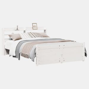Estrutura De Cama De Casal c cabeceira - 150x200 cm pinho maciço branco