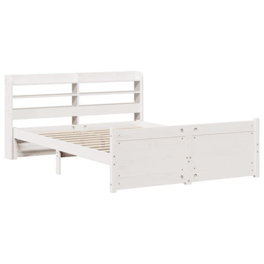 Estrutura De Cama De Casal c cabeceira - 150x200 cm pinho maciço branco