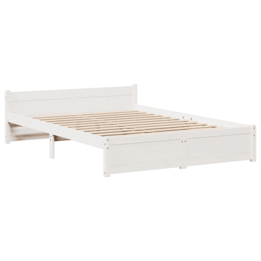 Estrutura De Cama De Casal c cabeceira - 150x200 cm pinho maciço branco