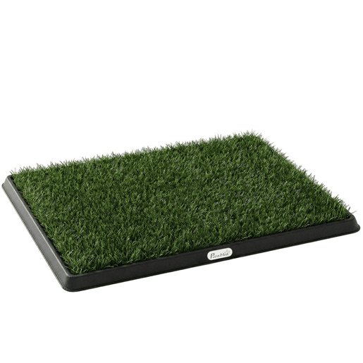 PawHut Sanita para Cães com Relva Artificial, 63x50,5 cm Tabuleiro Sanitário para Cães para Treino com Grelha de Drenagem Design de 3 Camadas e Fácil de Limpar Interior e Exterior Verde