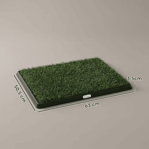 PawHut Sanita para Cães com Relva Artificial, 63x50,5 cm Tabuleiro Sanitário para Cães para Treino com Grelha de Drenagem Design de 3 Camadas e Fácil de Limpar Interior e Exterior Verde