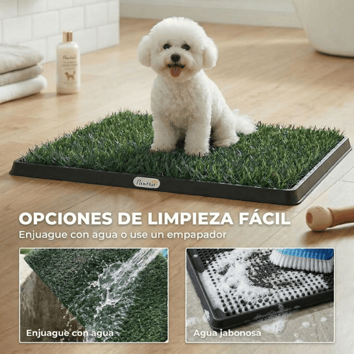 PawHut Sanita para Cães com Relva Artificial, 63x50,5 cm Tabuleiro Sanitário para Cães para Treino com Grelha de Drenagem Design de 3 Camadas e Fácil de Limpar Interior e Exterior Verde