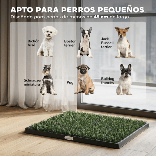 PawHut Sanita para Cães com Relva Artificial, 63x50,5 cm Tabuleiro Sanitário para Cães para Treino com Grelha de Drenagem Design de 3 Camadas e Fácil de Limpar Interior e Exterior Verde
