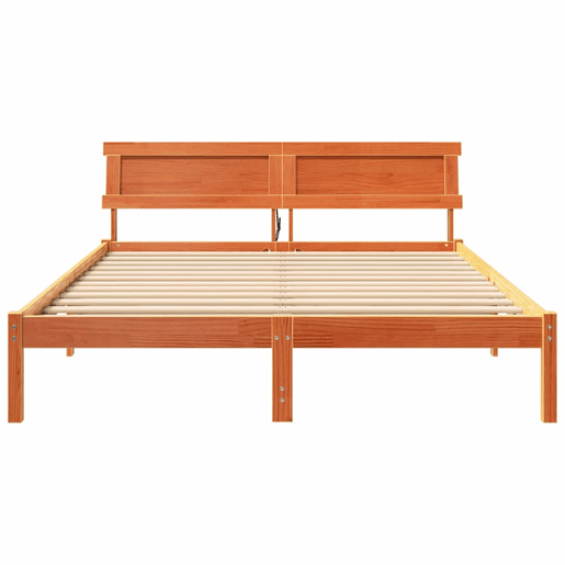 Estrutura de cama de casal simple com cabeceira - Marrom Cera 150 x 200 cm