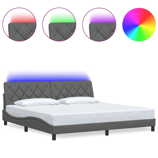 Estrutura de cama de casal simple com LED - 200x200 cm tecido Estrutura de cama de casal simple com LED - 200x200 cm tecido