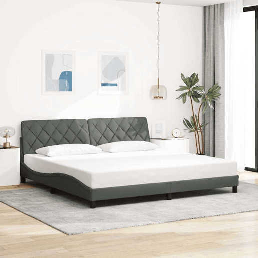 Estrutura de cama de casal simple com LED - 200x200 cm tecido Estrutura de cama de casal simple com LED - 200x200 cm tecido