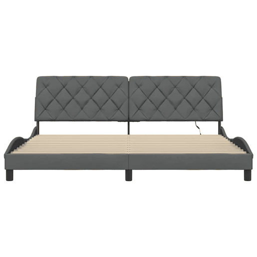 Estrutura de cama de casal simple com LED - 200x200 cm tecido Estrutura de cama de casal simple com LED - 200x200 cm tecido