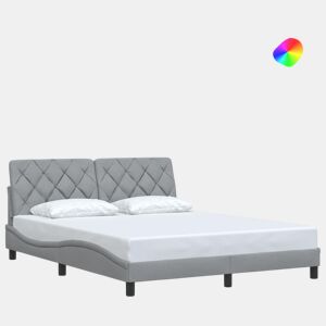 Estrutura de cama de casal simple com LED - 160x200 cm tecido