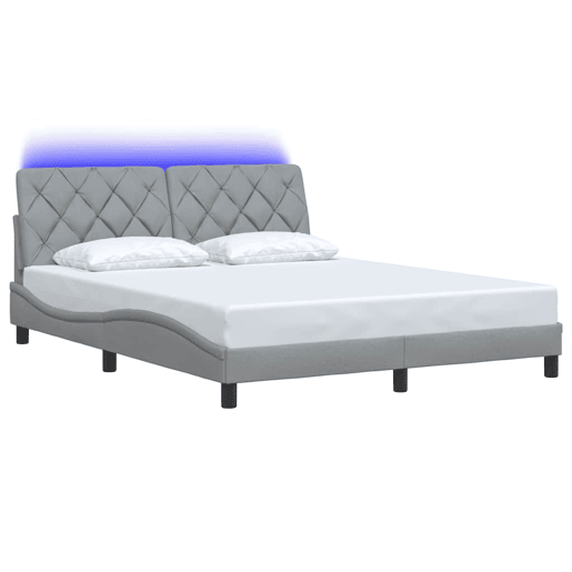 Estrutura de cama de casal simple com LED - 160x200 cm tecido