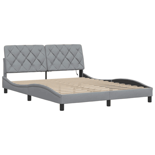 Estrutura de cama de casal simple com LED - 160x200 cm tecido