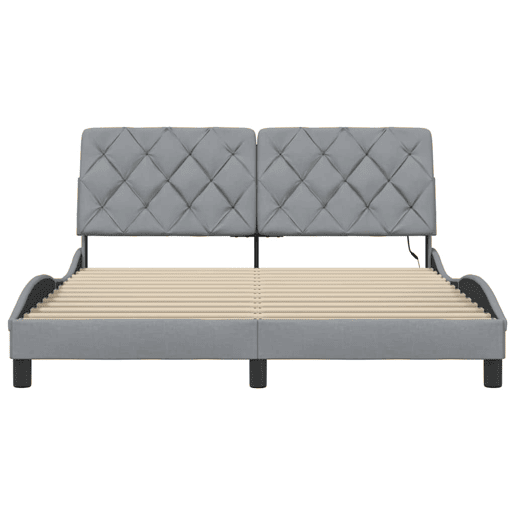 Estrutura de cama de casal simple com LED - 160x200 cm tecido