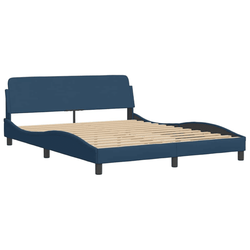 Estrutura de Cama de casal moderno com cabeceira Dover 160x200 cm tecido azul