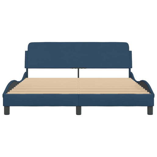 Estrutura de Cama de casal moderno com cabeceira Dover 160x200 cm tecido azul