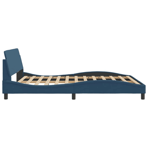 Estrutura de Cama de casal moderno com cabeceira Dover 160x200 cm tecido azul