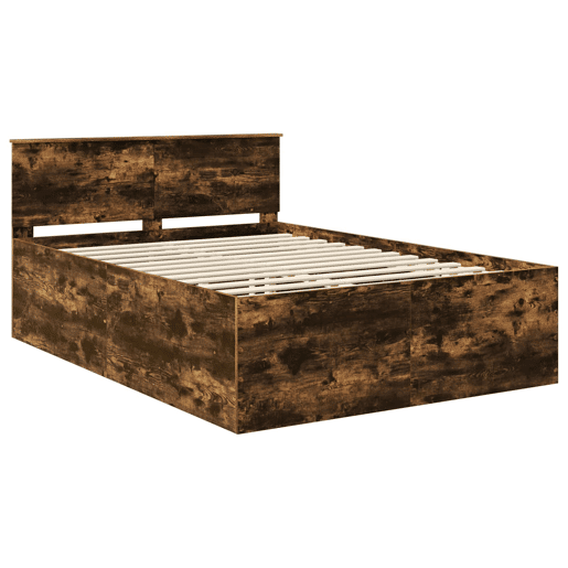 Estrutura de cama de casal com cabeceira - Carvalho Defumado 150 x 200 cm