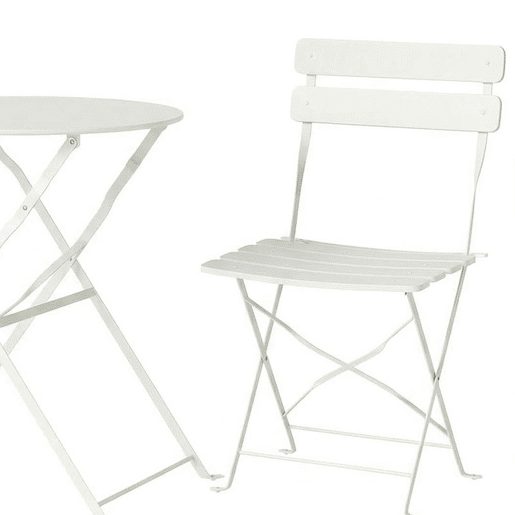 Outsunny Conjunto de Mesa e Cadeiras de Terraço Exterior Dobráveis 3 Peças, Móveis de Jardim Exterior com 2 Cadeiras Dobráveis, Mesa Redonda, Estrutura Metálica Eletroforética para Pátio, Varanda, Creme