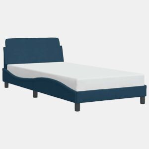 Estrutura de cama de solteiro para adultos com cabeceira Dover 100x200 cm veludo azul