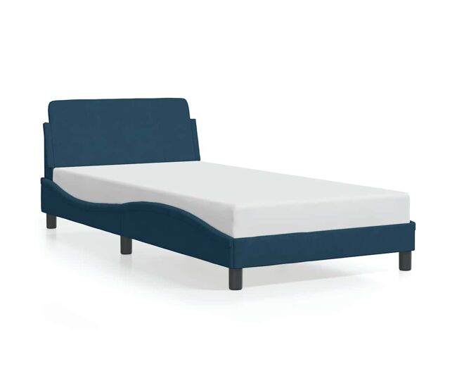 Estructura de cama individual para adultos con cabecero dover terciopelo azul 100x200 cm