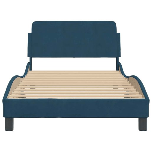 Estrutura de cama de solteiro para adultos com cabeceira Dover 100x200 cm veludo azul