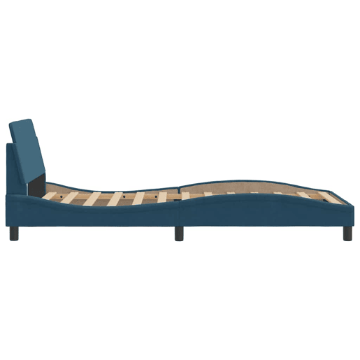 Estrutura de cama de solteiro para adultos com cabeceira Dover 100x200 cm veludo azul