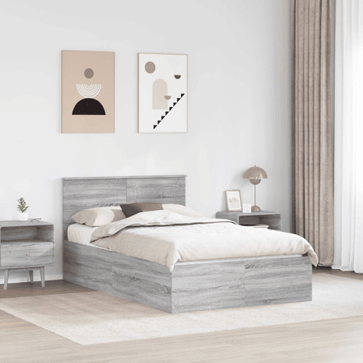 Estrutura De Cama De Casal Moderno - Cinza Sonoma 120 x 190 cm Madeira processada