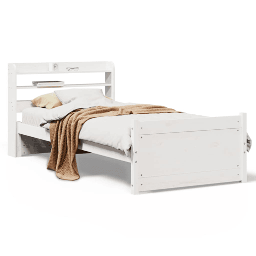 Estrutura de cama de solteiro para adultos c cabeceira 90x190 cm branco