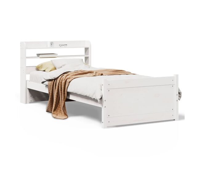 Estructura de cama individual para adultos con cabecero blanco 90x190 cm