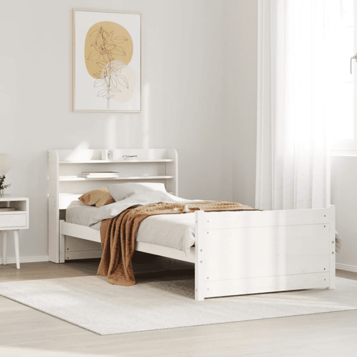 Estrutura de cama de solteiro para adultos c cabeceira 90x190 cm branco