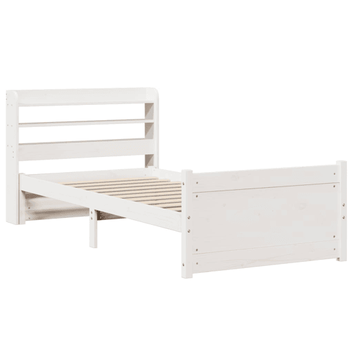 Estrutura de cama de solteiro para adultos c cabeceira 90x190 cm branco
