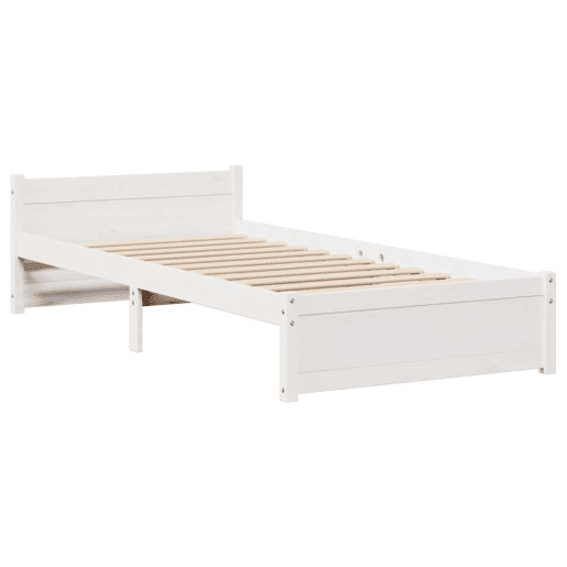 Estrutura de cama de solteiro para adultos c cabeceira 90x190 cm branco