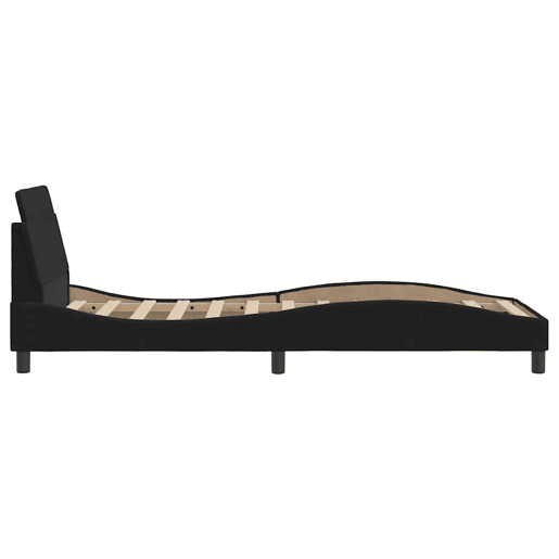 Estrutura de cama de solteiro para adultos com cabeceira Dover veludo 90x200 cm preto