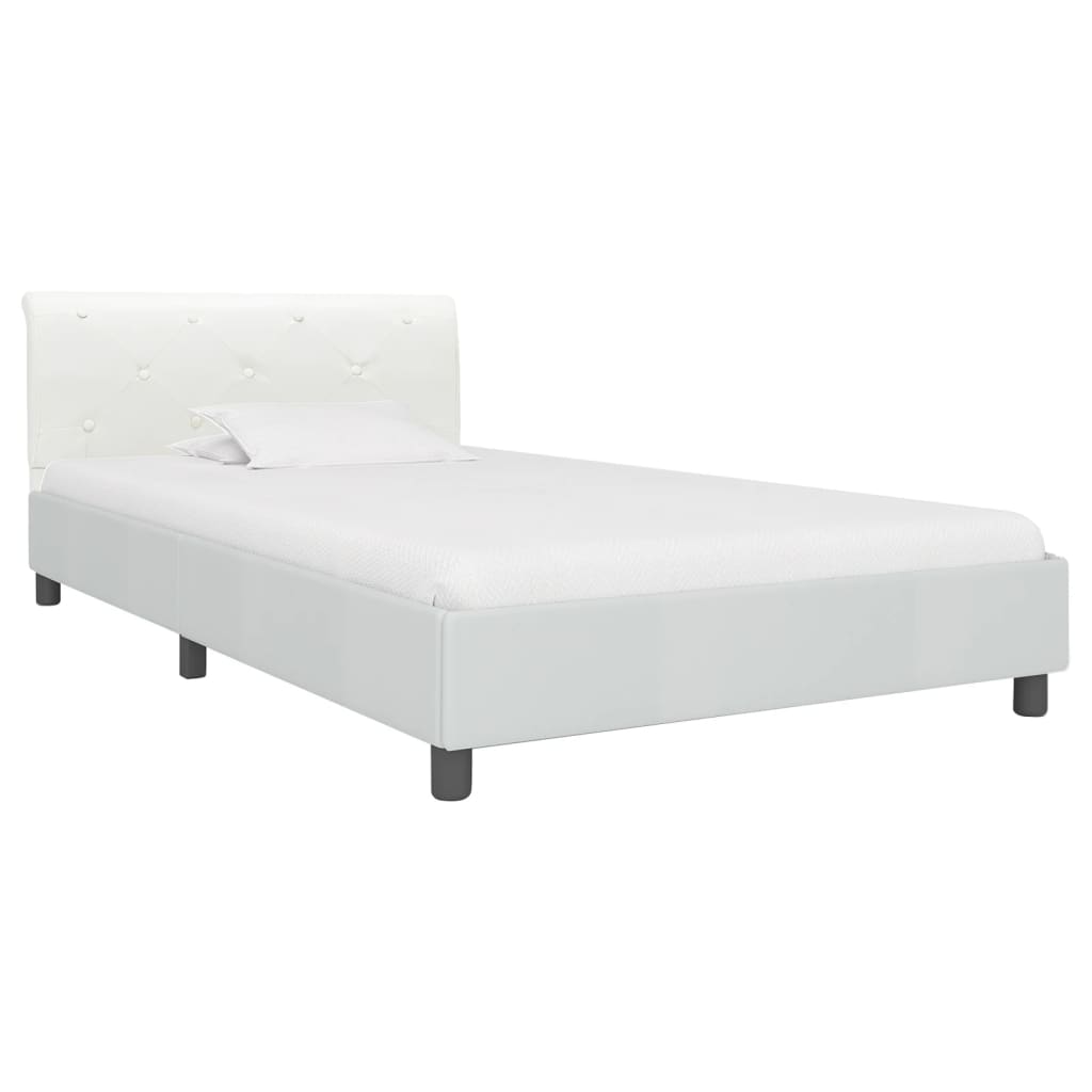 Estructura de cama individual para adultos - de cuero sintético blanco 100x200 cm