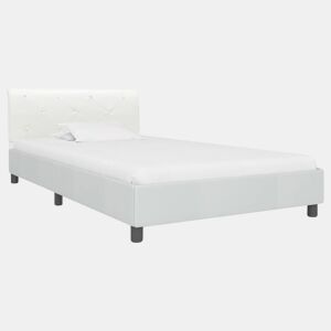 Estrutura de cama de solteiro para adultos 100x200 cm couro artificial branco