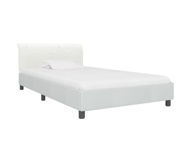 Estructura de cama individual para adultos - de cuero sintético blanco 100x200 cm