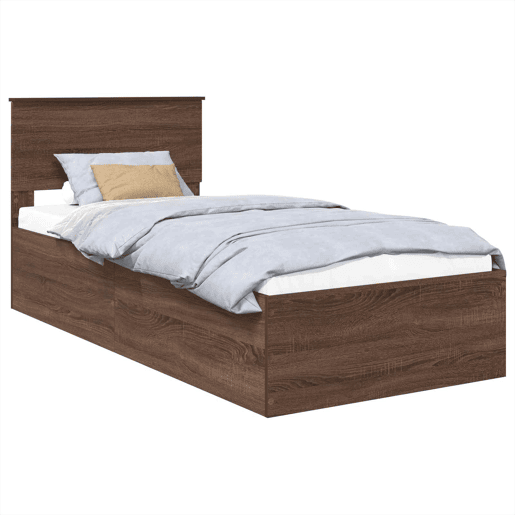 Estrutura de cama de solteiro moderno com cabeceira - Carvalho Marrom 75 x 190 cm