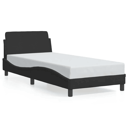 Estrutura de cama de solteiro para adultos com cabeceira Dover veludo 80x200 cm preto