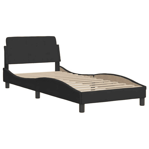 Estrutura de cama de solteiro para adultos com cabeceira Dover veludo 80x200 cm preto
