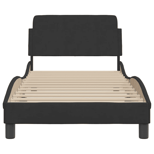 Estrutura de cama de solteiro para adultos com cabeceira Dover veludo 80x200 cm preto