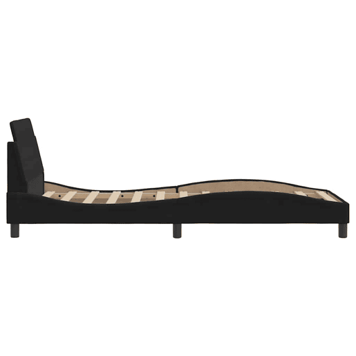 Estrutura de cama de solteiro para adultos com cabeceira Dover veludo 80x200 cm preto
