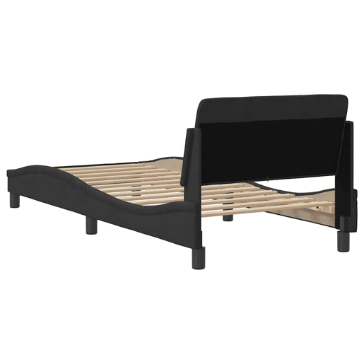 Estrutura de cama de solteiro para adultos com cabeceira Dover veludo 80x200 cm preto
