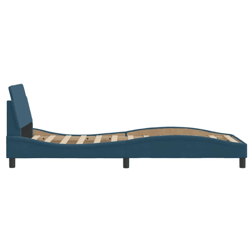 Estrutura de cama de solteiro para adultos com cabeceira Dover 90x200 cm veludo azul