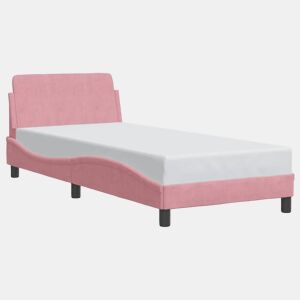Estrutura de cama de solteiro para adultos com cabeceira Dover 80x200 cm veludo rosa