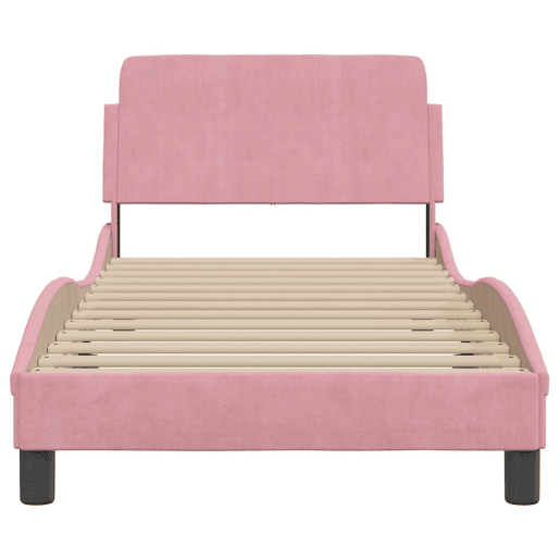 Estrutura de cama de solteiro para adultos com cabeceira Dover 80x200 cm veludo rosa