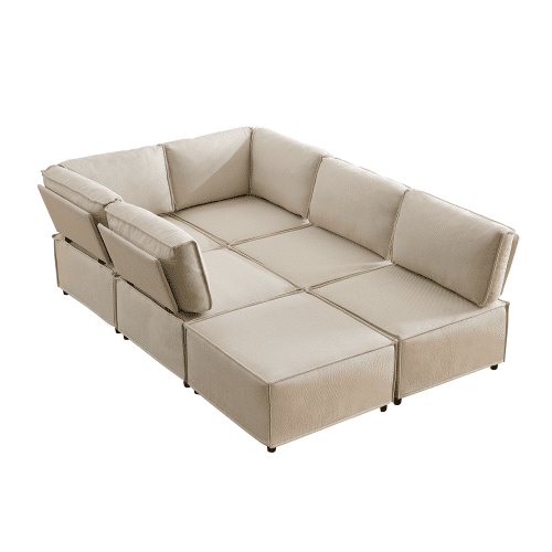 Sofá modular de 6 lugares - modular, flexível, fácil de montar, para qualquer tipo de casa - bege