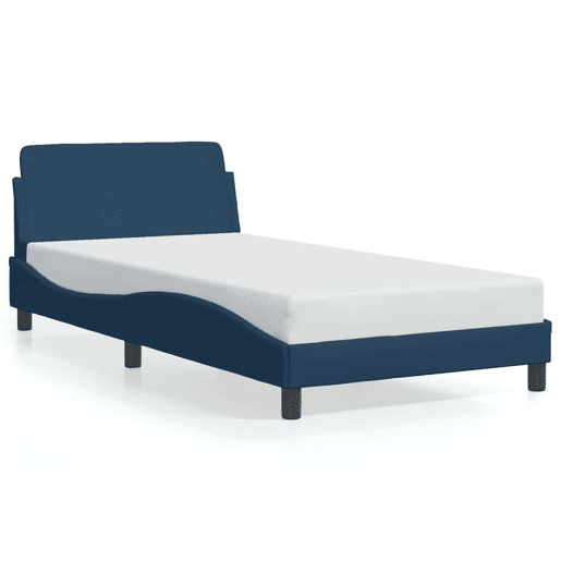 Estrutura de cama de solteiro para adultos com cabeceira Dover 100x200 cm tecido azul