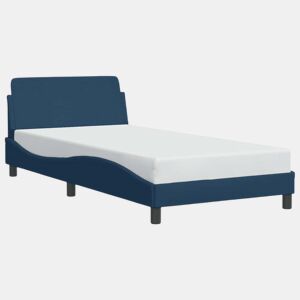 Estrutura de cama de solteiro para adultos com cabeceira Dover 100x200 cm tecido azul