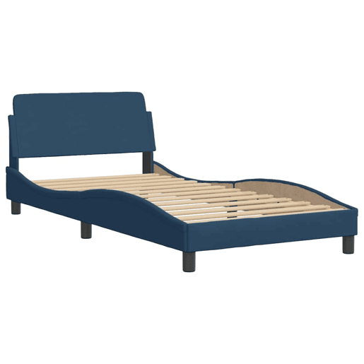Estrutura de cama de solteiro para adultos com cabeceira Dover 100x200 cm tecido azul