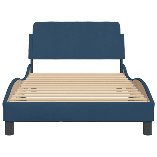 Estrutura de cama de solteiro para adultos com cabeceira Dover 100x200 cm tecido azul