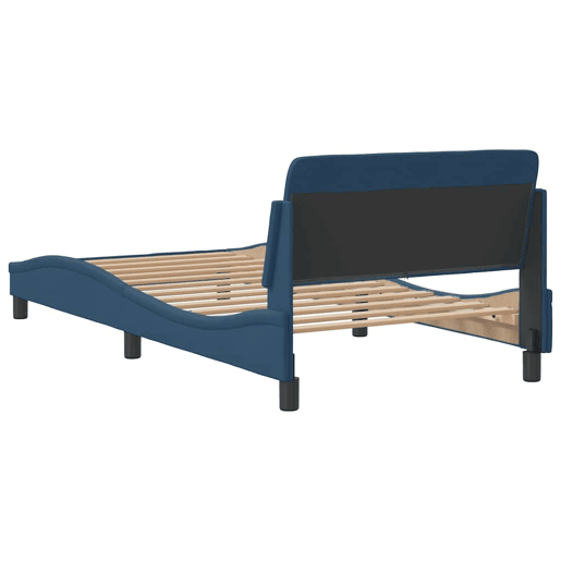 Estrutura de cama de solteiro para adultos com cabeceira Dover 100x200 cm tecido azul
