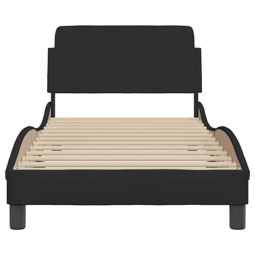 Estrutura de cama de solteiro para adultos com cabeceira Dover tecido 90x200 cm preto